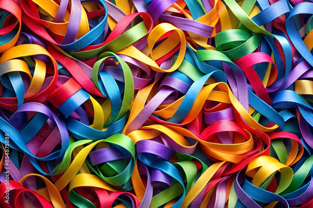 Fototapeta premium Vibrant Multicolored Ribbons Creating a Joyful and Festive Display
