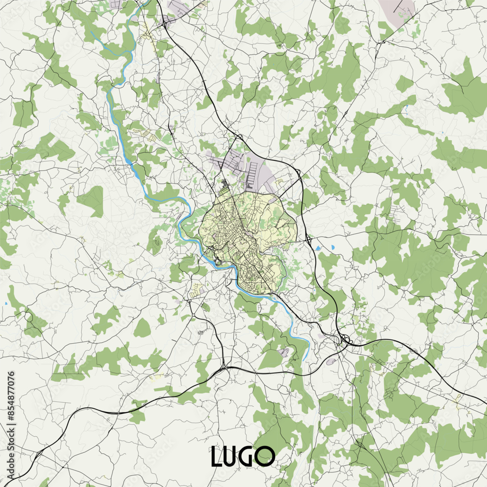 Fototapeta premium Lugo, Spain map poster art