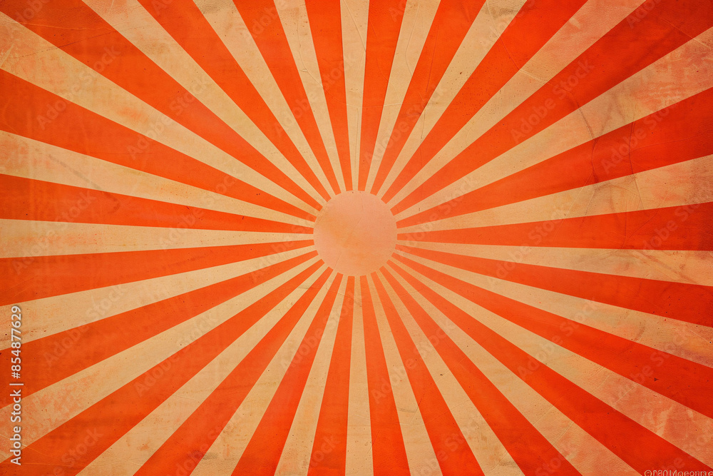 Fototapeta premium Orange radial ray background, retro PPT background with divergent ray illustration