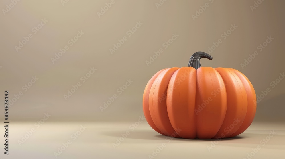 Minimalist 3D design of a Halloween pumpkin with sleek lines placed on a neutral background with space for text Minimalist 3D design of a Halloween pumpkin with sleek lines placed on a neutral background with space for text
