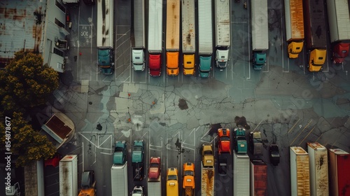 Empty parking lots, aerial view.