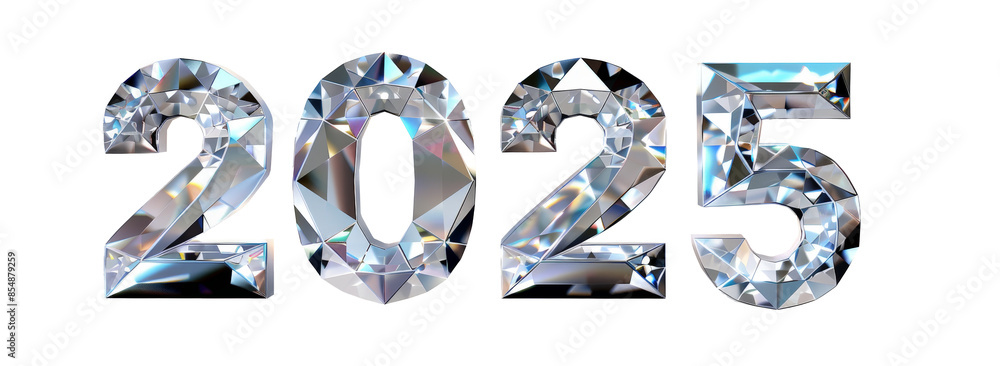 Diamond 3D text 2025 on the transparent background Diamond 3D text 2025 on the transparent background