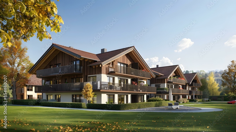 Modern residential complex with beautiful landscape Modern residential complex with beautiful landscape