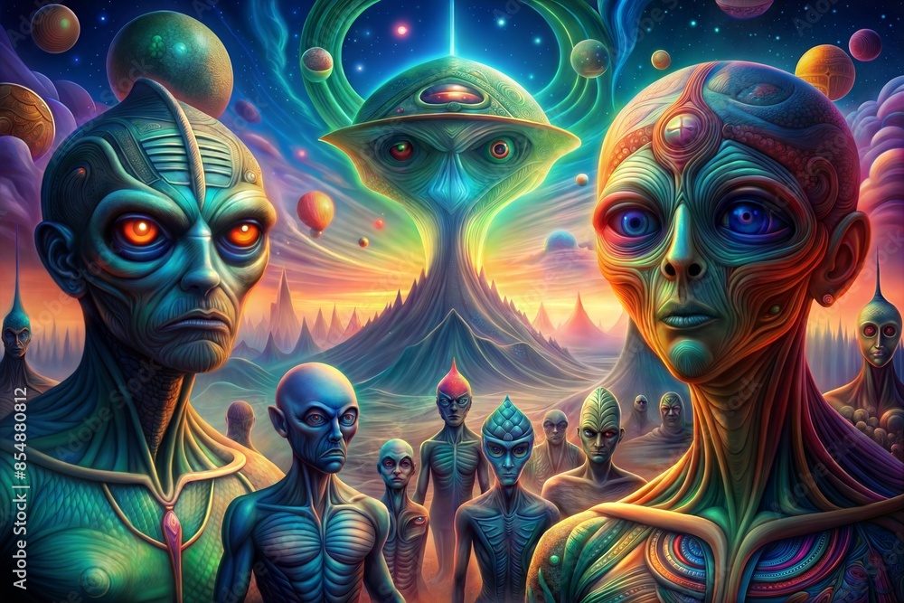 fantasy alien landscape with alien planet fantasy alien landscape with alien planet