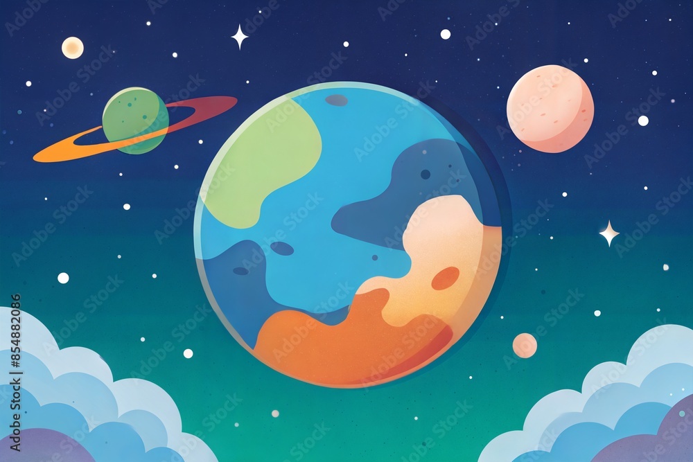 Fototapeta premium planet earth and moon