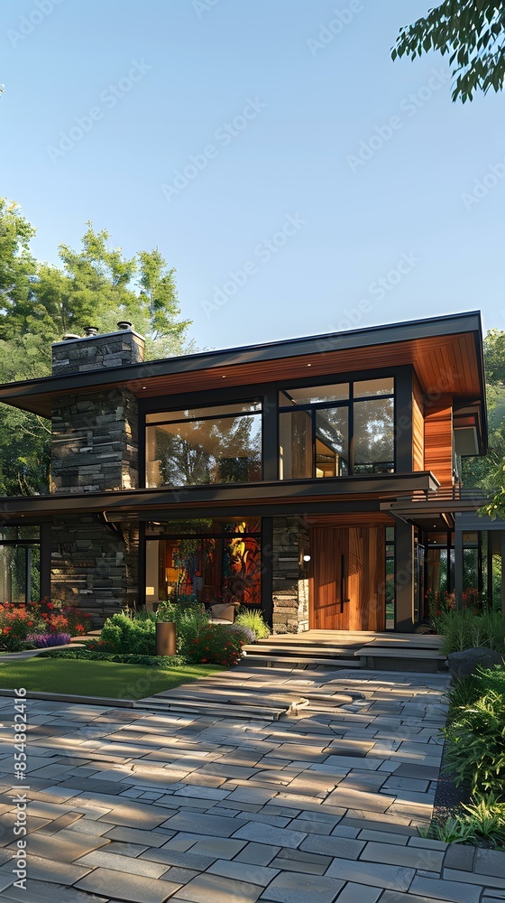 The modern house has a unique design The modern house has a unique design