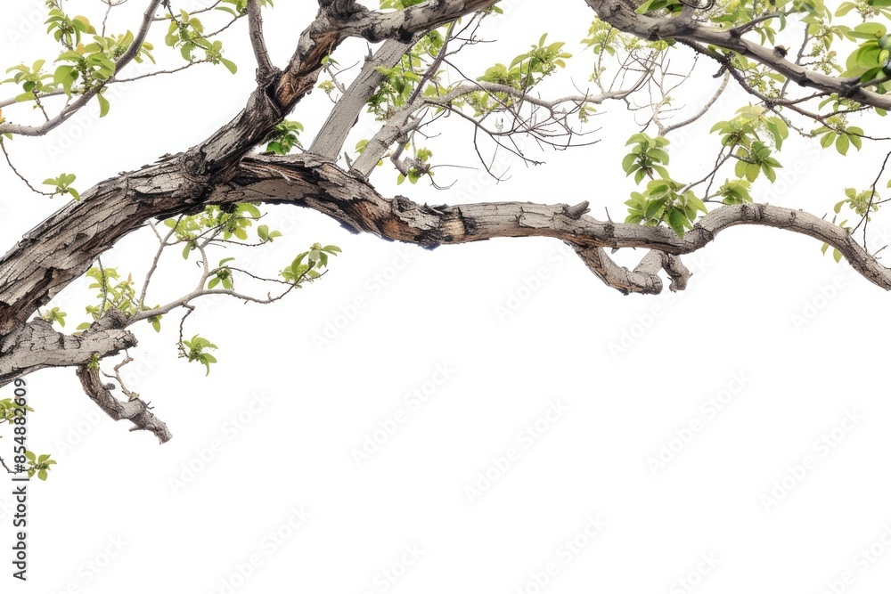 Fototapeta premium Tree Branch. Green Wood Frame Isolated on White Background