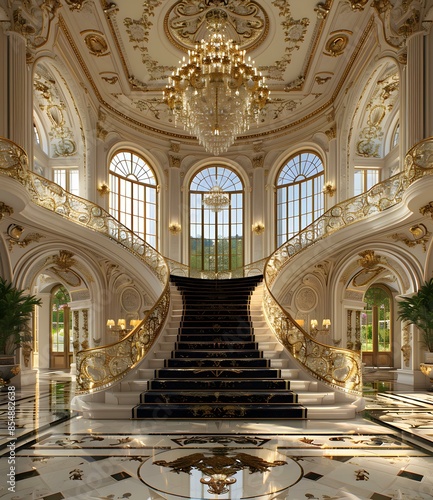 Grand Staircase in a Luxurious Mansion photo