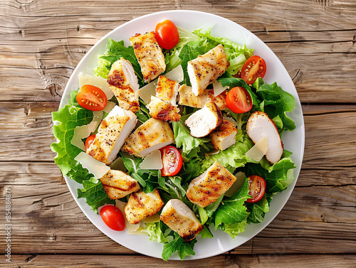 Poster picture of salad for light weight loss meal, salad, light meal for weight loss, chicken breast fitness meal photo