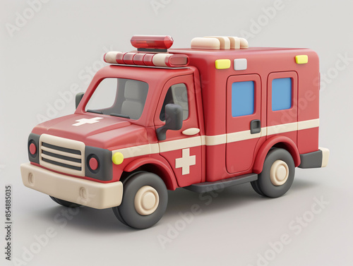 Wallpaper Mural Ambulance 3D illustration, emergency rescue medical assistance service vehicle safety concept illustration Torontodigital.ca