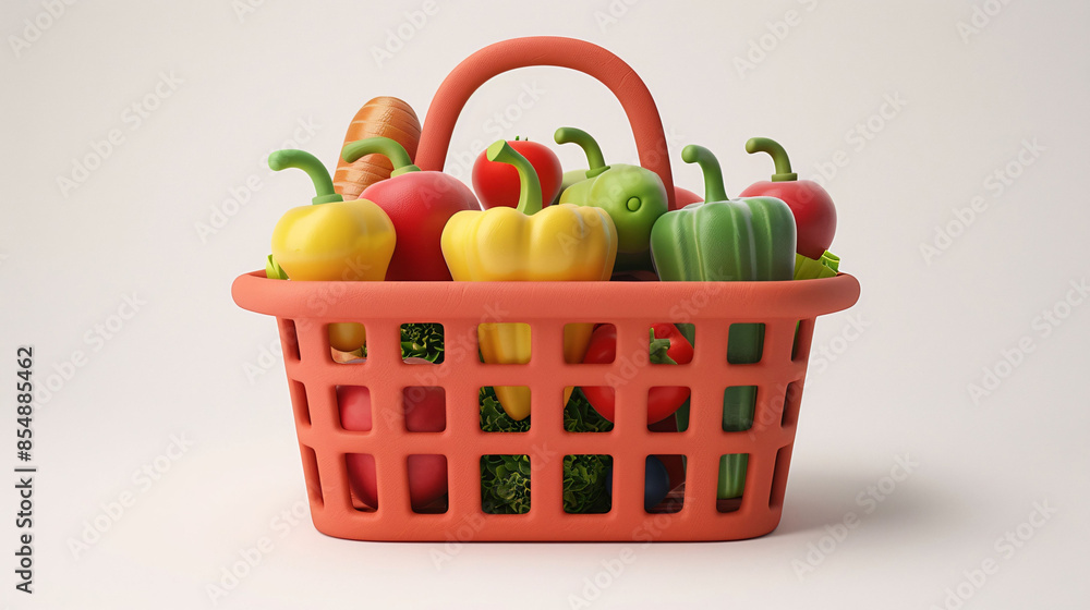 Simple style shopping bag 3d rendering, 618 e-commerce shopping supermarket discount concept illustration