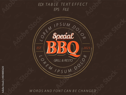 special bbq text effect, font editable, typography, 3d text. vector template