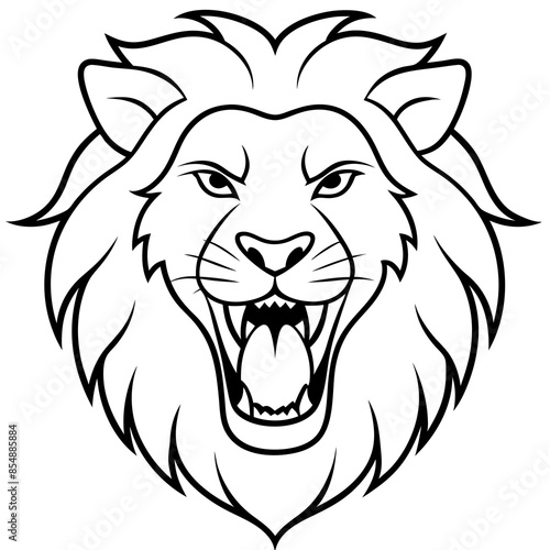 Vector illustration of a  head angry lion 