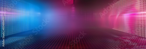 Wallpaper Mural Vibrant Abstract Grid: Illuminating Future with Light Colors and Sparks - A Modern Wallpaper Banner Layout,  3:1, banner , purple. blue colors Torontodigital.ca