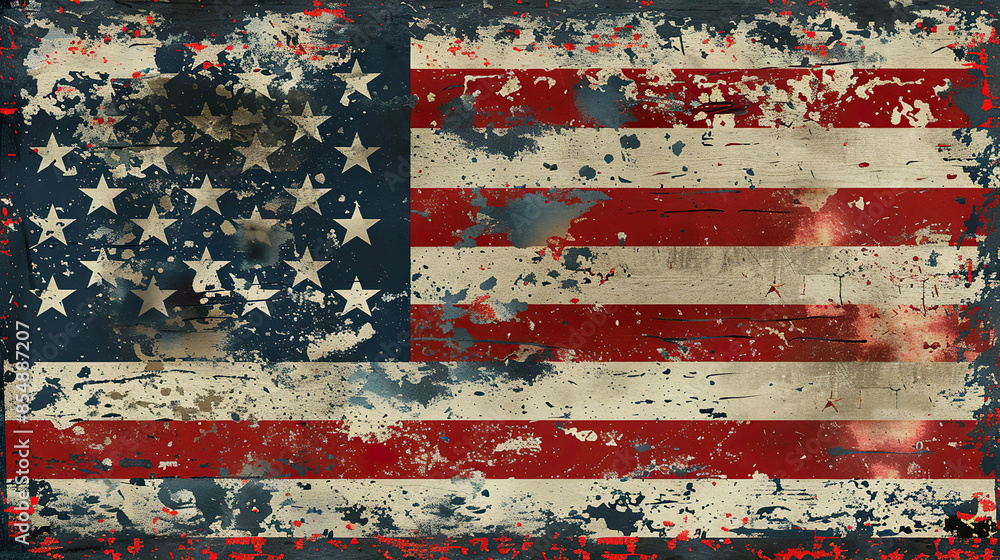 A gritty and textured representation of the American flag. A gritty and textured representation of the American flag.