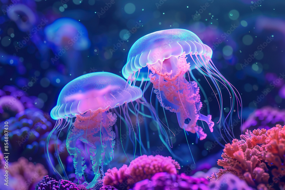 Bioluminescent Jellyfish Duo Bioluminescent Jellyfish Duo