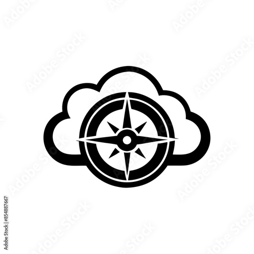 Canvas Print Simple and minimalistic black compass logo