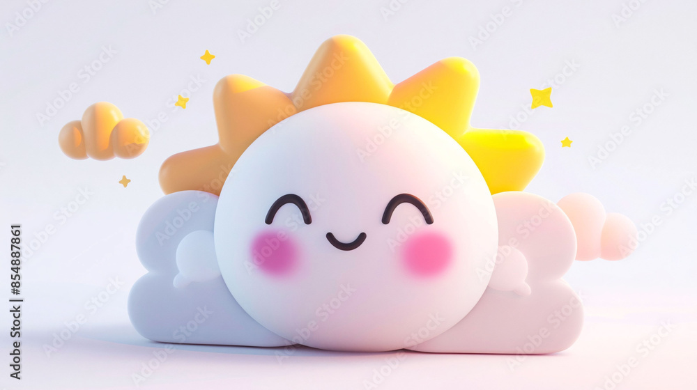 Weather icon set, 3d rendering soft shapes, different weather conditions Weather icon set, 3d rendering soft shapes, different weather conditions