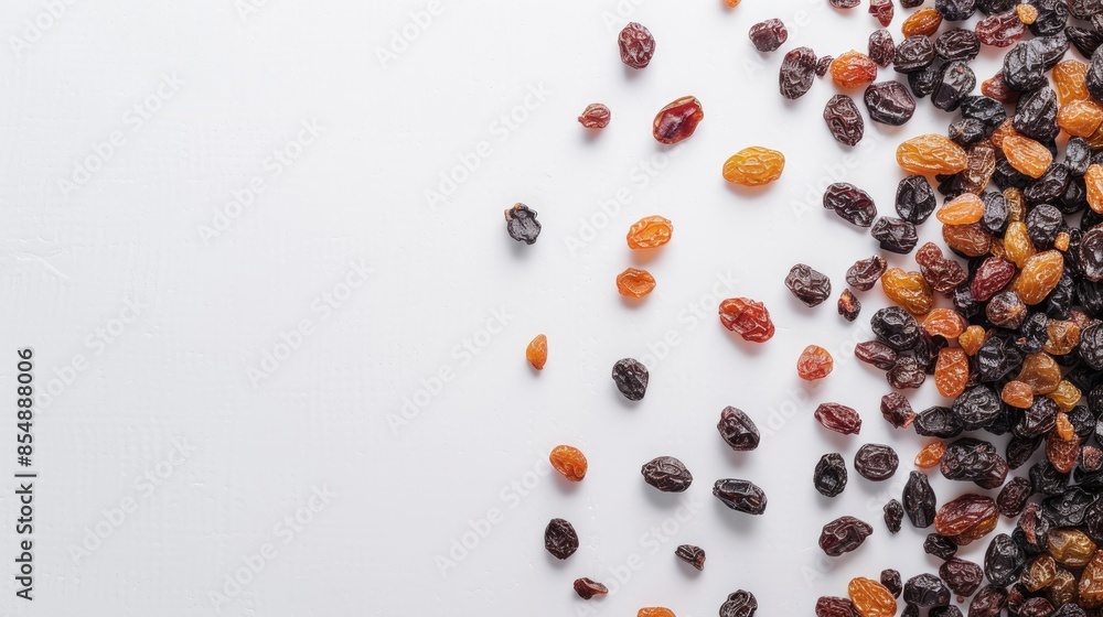 White background with raisins White background with raisins