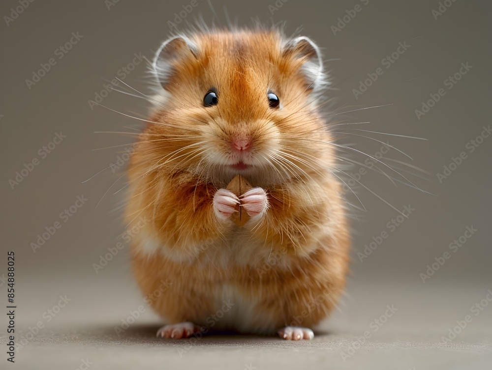 Adorable Fluffy Hamster Mascot Holding Sunflower Seed in Cozy Setting Adorable Fluffy Hamster Mascot Holding Sunflower Seed in Cozy Setting