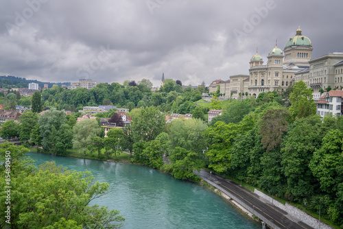 Beautiful place architecture building nature along aare river of Bern Switzerland   photo