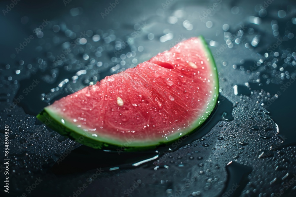 A succulent watermelon slice, fresh and inviting, perfect for hot summer days. The vibrant pink flesh is irresistible! A succulent watermelon slice, fresh and inviting, perfect for hot summer days. The vibrant pink flesh is irresistible!