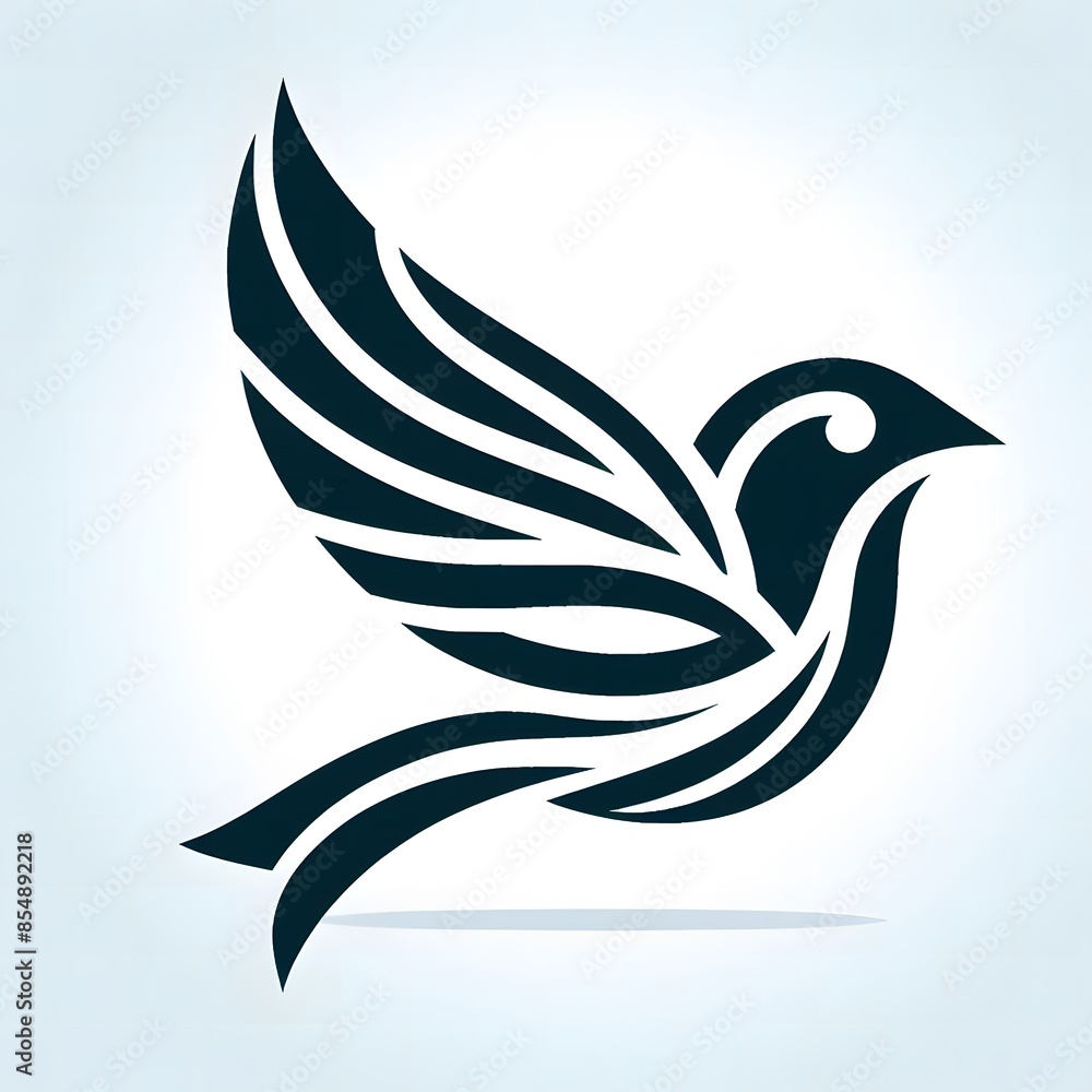 Obraz premium AI Generate of Flying Sparrow in Elegant Style with Minimal Geometric Form. Vector, Logo, Symbol. Businesses related to nature, vacational resort, travelling, tourism fashion, etc.