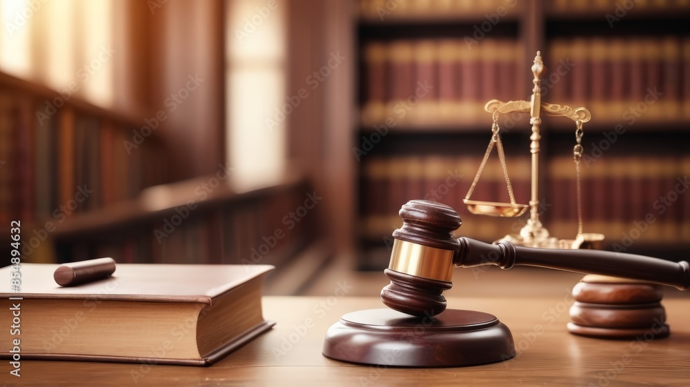 Wooden Gavel With Golden Scale On Table. golden gavel on a black background. Smart law, legal advice icons and lawyer working tools in the lawyers office showing concept of digital law background Wooden Gavel With Golden Scale On Table. golden gavel on a black background. Smart law, legal advice icons and lawyer working tools in the lawyers office showing concept of digital law background
