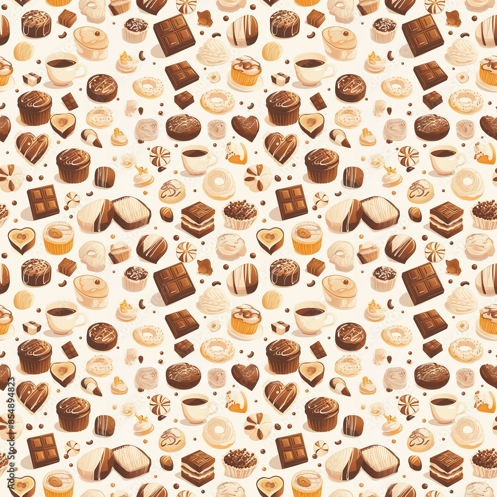 Fototapeta premium Chocolate and coffee sweets pattern