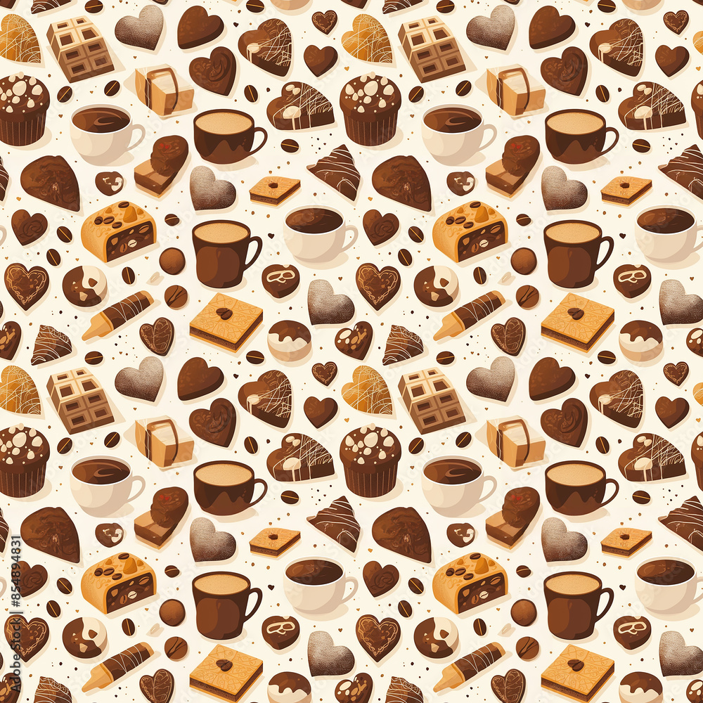 Obraz premium Chocolate and coffee seamless pattern
