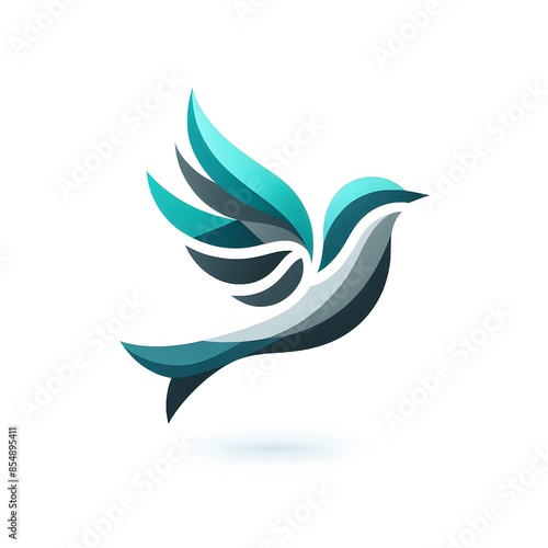 AI Generate of Flying Sparrow in Elegant Style with Minimal Geometric Form. Vector, Logo, Symbol. Businesses related to nature, vacational resort, travelling, tourism fashion, etc. photo