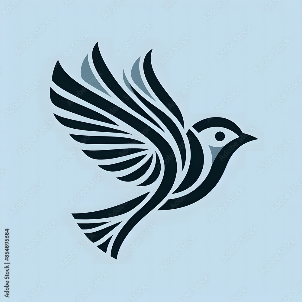 Obraz premium AI Generate of Flying Sparrow in Elegant Style with Minimal Geometric Form. Vector, Logo, Symbol. Businesses related to nature, vacational resort, travelling, tourism fashion, etc.