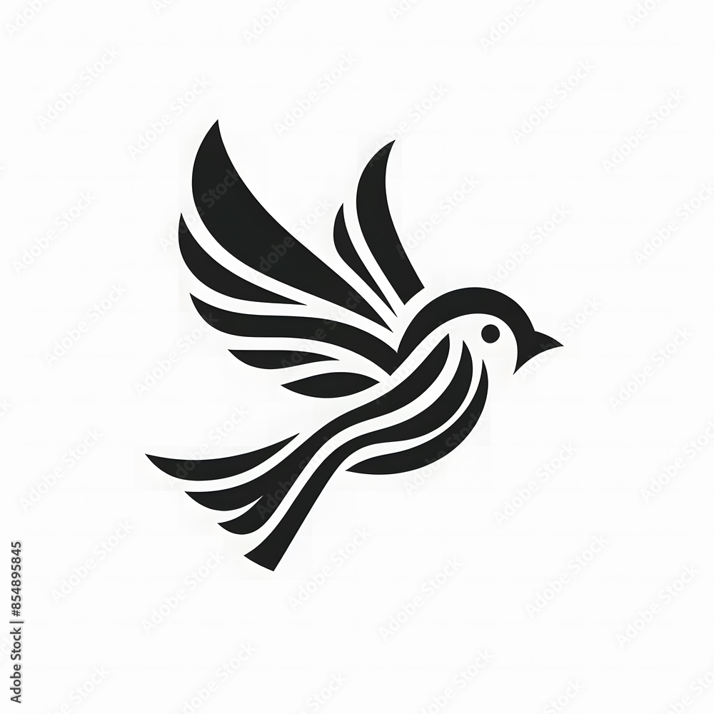 Obraz premium AI Generate of Flying Sparrow in Elegant Style with Minimal Geometric Form. Vector, Logo, Symbol. Businesses related to nature, vacational resort, travelling, tourism fashion, etc.