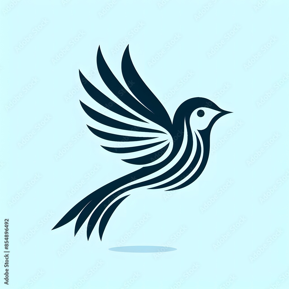 Fototapeta premium AI Generate of Flying Sparrow in Elegant Style with Minimal Geometric Form. Vector, Logo, Symbol. Businesses related to nature, vacational resort, travelling, tourism fashion, etc.