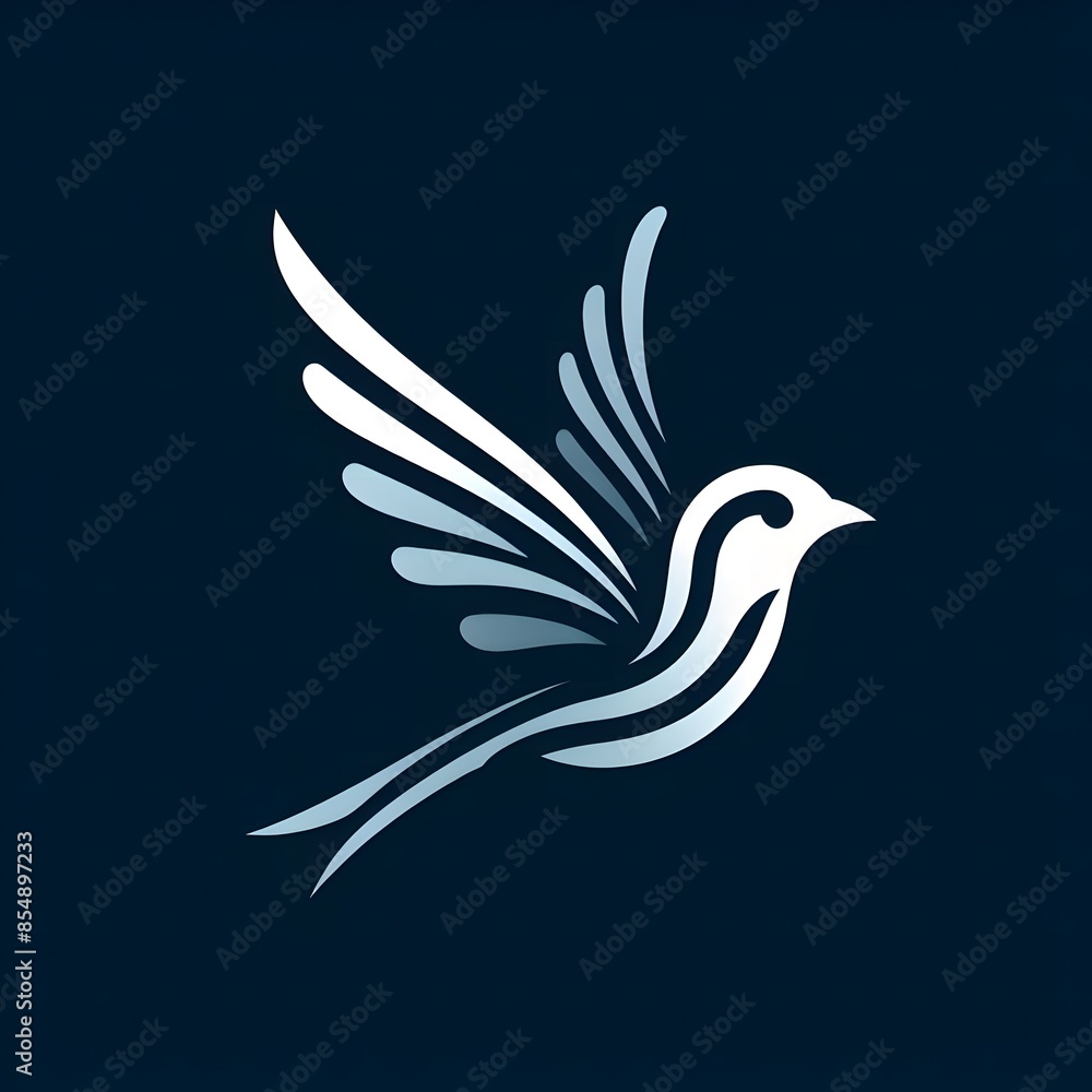 Obraz premium AI Generate of Flying Sparrow in Elegant Style with Minimal Geometric Form. Vector, Logo, Symbol. Businesses related to nature, vacational resort, travelling, tourism fashion, etc.