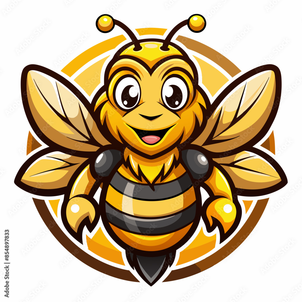 Cartoon bee mascot illustration on white background | bee logo | bee ...