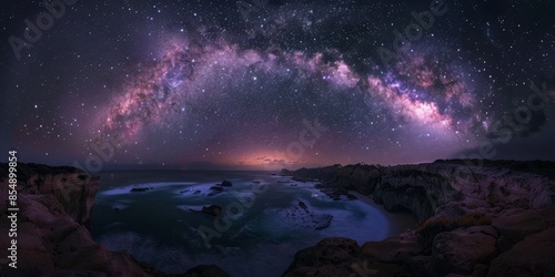 Amazing view of the night sky, stars and the Milky Way photo