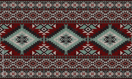 American tribal ethnic native pattern.Traditional Navajo,Aztec,Apache,Southwest and Mexican style fabric pattern.Abstract vector motifs pattern.For fabric,clothing,blanket,carpet,woven,wrap,decoration