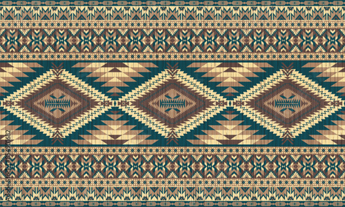 American tribal ethnic native pattern.Traditional Navajo,Aztec,Apache,Southwest and Mexican style fabric pattern.Abstract vector motifs pattern.For fabric,clothing,blanket,carpet,woven,wrap,decoration