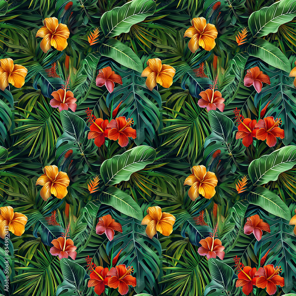 Tropical floral seamless pattern Tropical floral seamless pattern