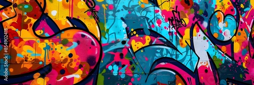 Wallpaper Mural Colorful Graffiti Abstract Mural with Expressive Brushstrokes and Vibrant Patterns on Urban Wall Surface Torontodigital.ca