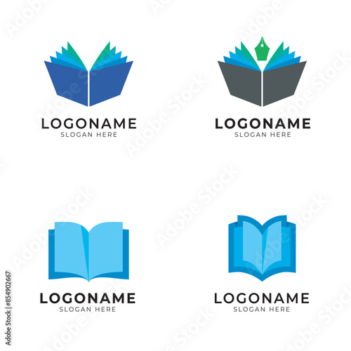 library book logo icon set