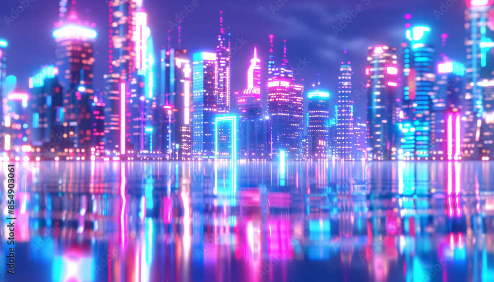 Night city skyline landmark building future concept technology background image Night city skyline landmark building future concept technology background image