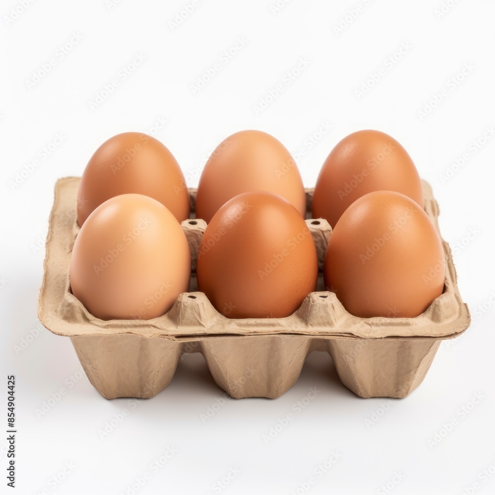 Eggs in a carton box on a white background. Eggs in a carton box on a white background.