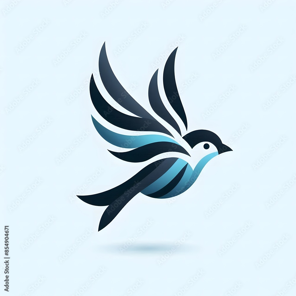 Obraz premium AI Generate of Flying Sparrow in Elegant Style with Minimal Geometric Form. Vector, Logo, Symbol. Businesses related to nature, vacational resort, travelling, tourism fashion, etc.