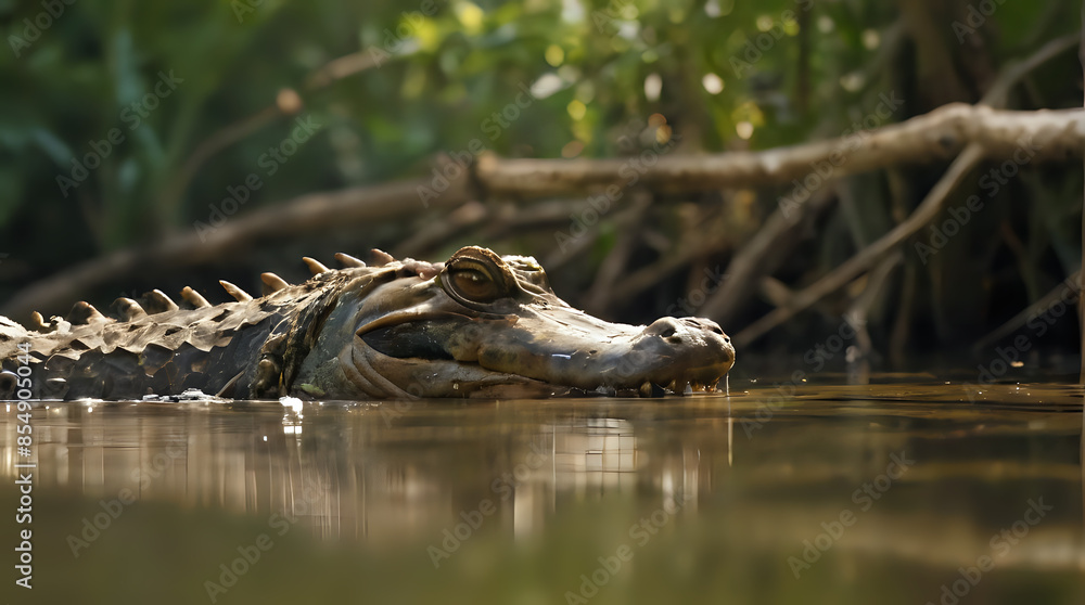 a large alligator that is floating in the water a large alligator that is floating in the water