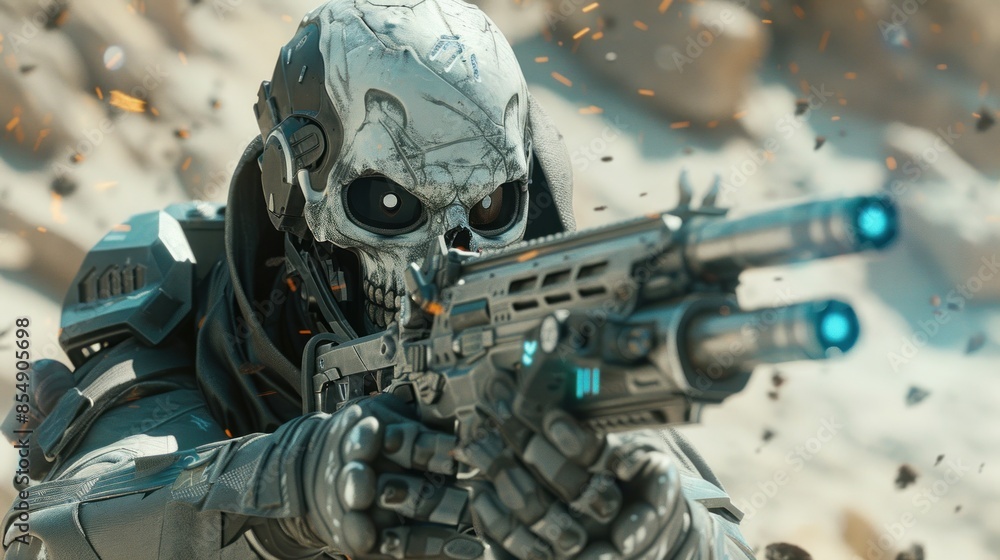 Video Game Inspiration Special Force with Skeleton Mask Hold Their Weapon Video Game Inspiration Special Force with Skeleton Mask Hold Their Weapon