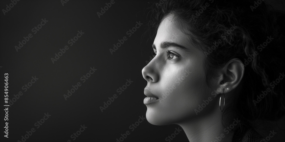 Relaxed woman portrait on black background, a natural portrait of a woman expressing relaxed Relaxed woman portrait on black background, a natural portrait of a woman expressing relaxed