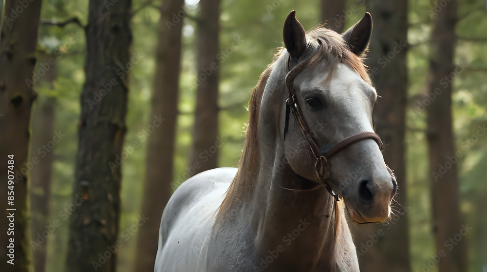 Obraz premium a horse that is standing in the woods