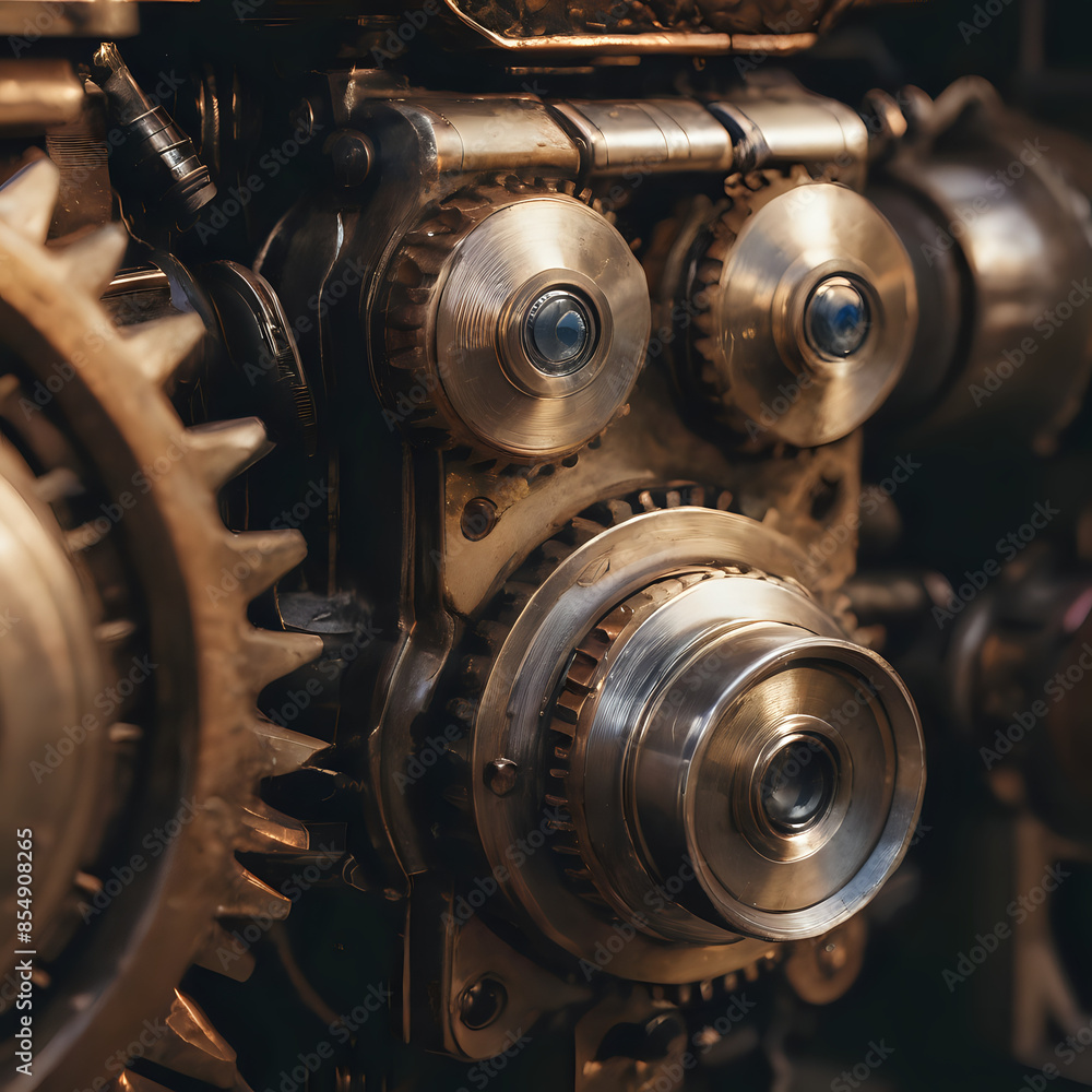 a many gears on the machine that are being worked on a many gears on the machine that are being worked on